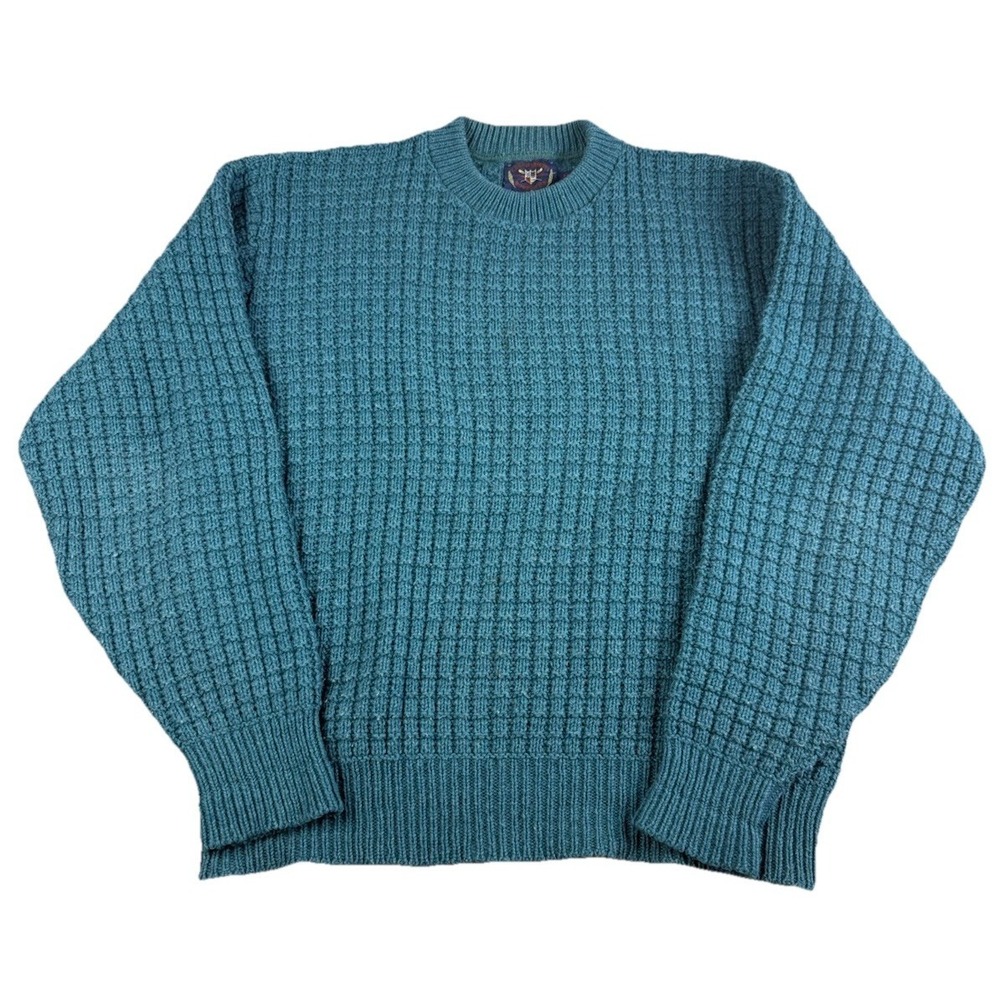 Vintage Lake Hartwell Rowing Club Sweater Mens Large Teal USA Made Knit
